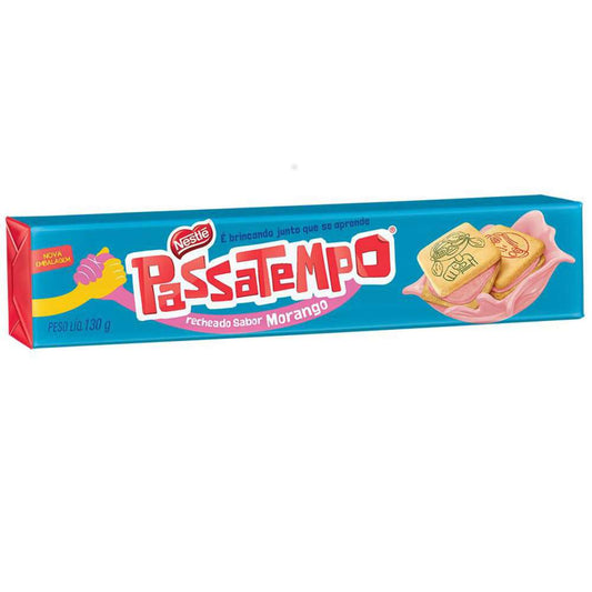 BISCOITO PASSATEMPO RECHEADO DE MORANGO NESTLÉ 130G